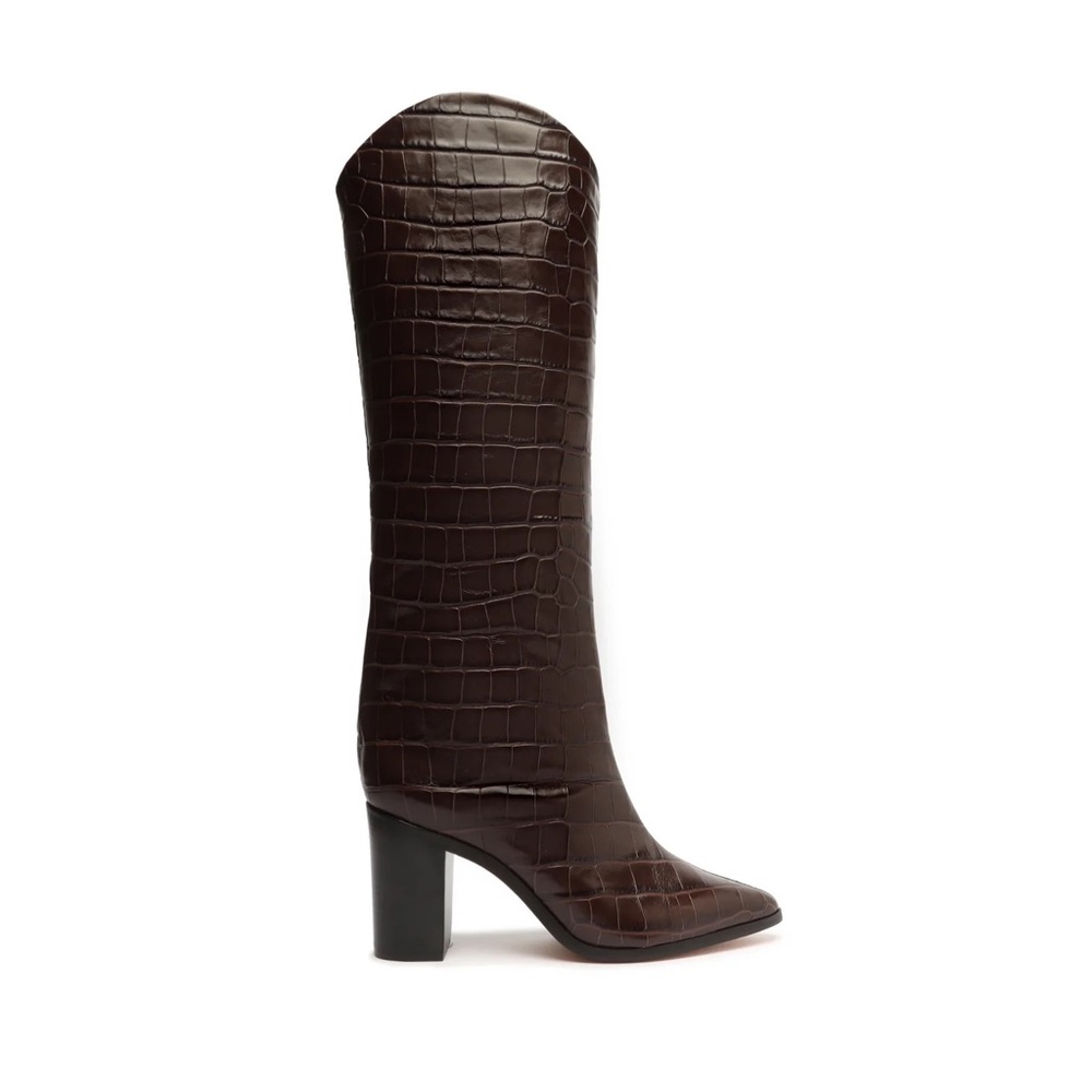 Schutz Maryana Block Boot in Dark Brown